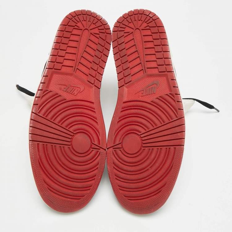 Pre Owned Air Jordans 1 Mid Gym Red Size 46 White/Black Fabric and Leather Mid Top Sneakers