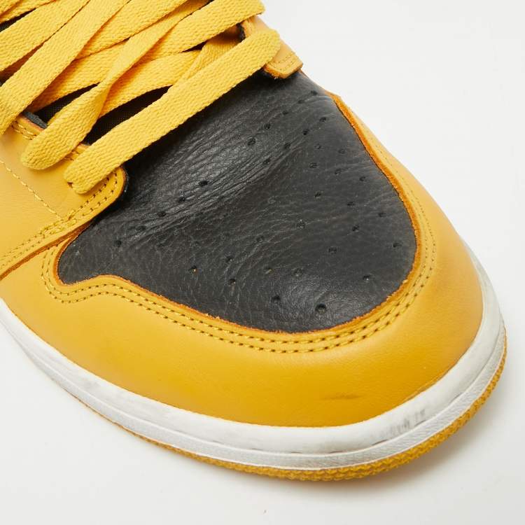مملوكة مسبقًا Air Jordans 1 Retro High OG Pollen Size 46 Yellow/Black Fabric and Leather High Top Sneakers