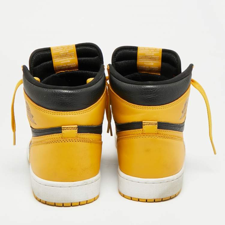 مملوكة مسبقًا Air Jordans 1 Retro High OG Pollen Size 46 Yellow/Black Fabric and Leather High Top Sneakers