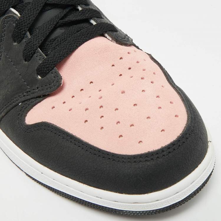 Pre Owned Air Jordans 1 Low OG Bleached Coral Size 47 Pink/Black Suede and Leather Low Top Sneakers