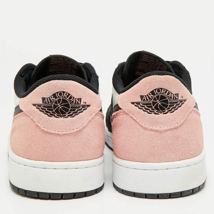Pre Owned Air Jordans 1 Low OG Bleached Coral Size 47 Pink/Black Suede and Leather Low Top Sneakers