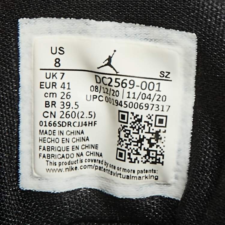 Pre Owned Air Jordans Flight 45 Size 41 Black Fabric and Patent Leather High Top Sneakers