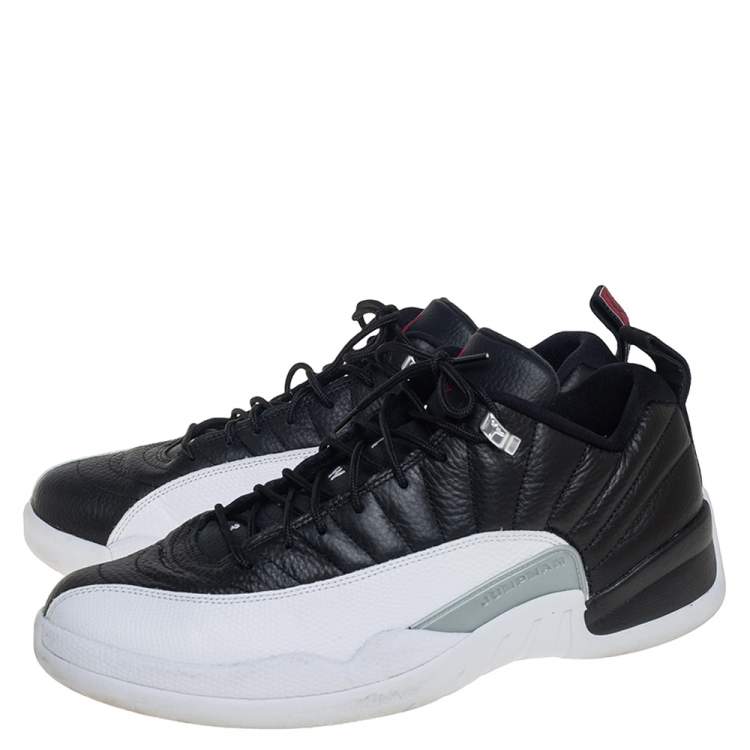 Pre Owned Air Jordan 12 Retro Low Black/White Playoffs Sneakers Size 47.5