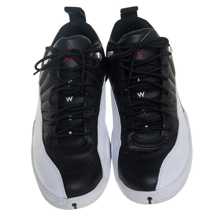 Pre Owned Air Jordan 12 Retro Low Black/White Playoffs Sneakers Size 47.5