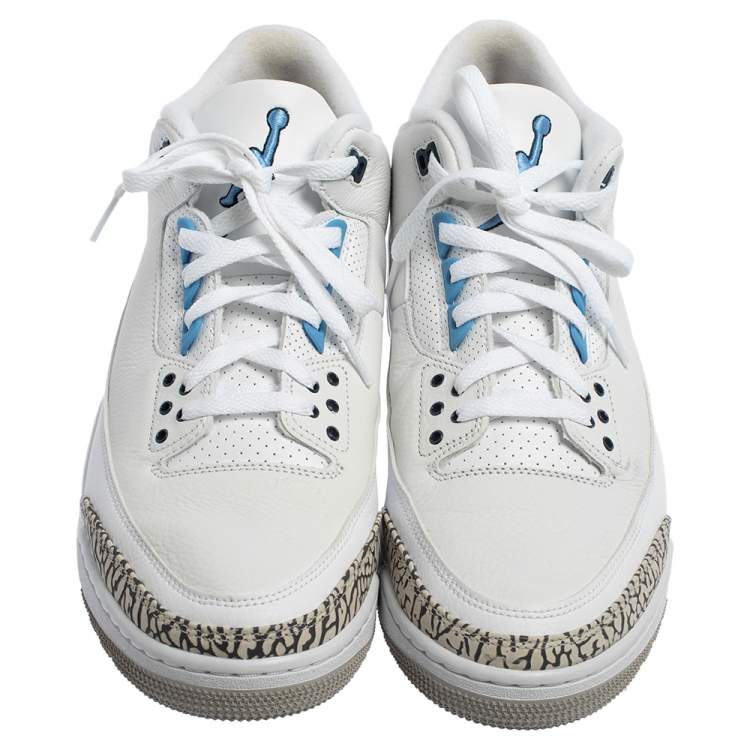 Pre Owned Air Jordan 3 Retro UNC Carolina Blue Sneakers Size 47.5