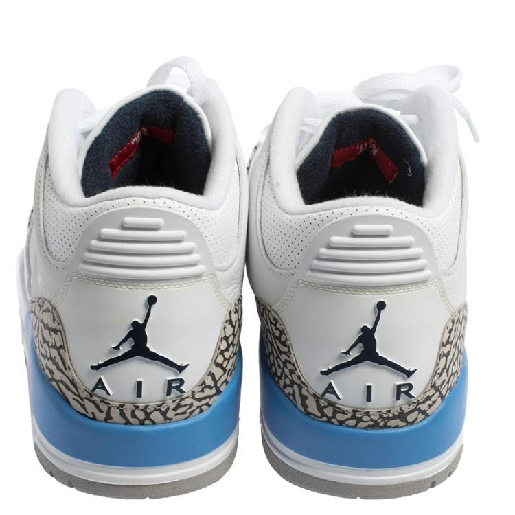 Pre Owned Air Jordan 3 Retro UNC Carolina Blue Sneakers Size 47.5