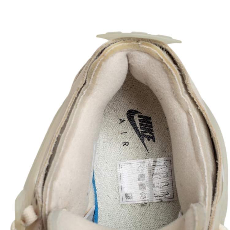 Pre Owned Air Jordan x Off White Beige Leather And Mesh 4 Retro Sail Sneakers Size 44.5