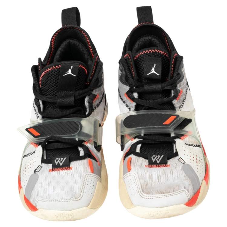 Pre Owned Jordan White Leather and Mesh Why Not? Zer0.3 "Unite" Low Top Sneakers Size 42.5