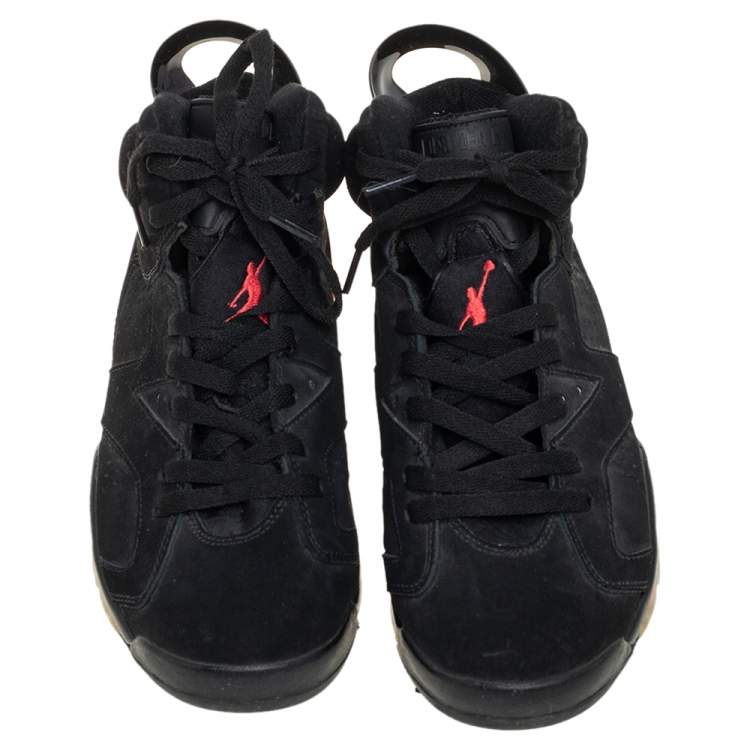 مملوكة مسبقًا Air Jordan Black Nubuck Leather 6 Retro  Infrared  High Top Sneakers Size 41