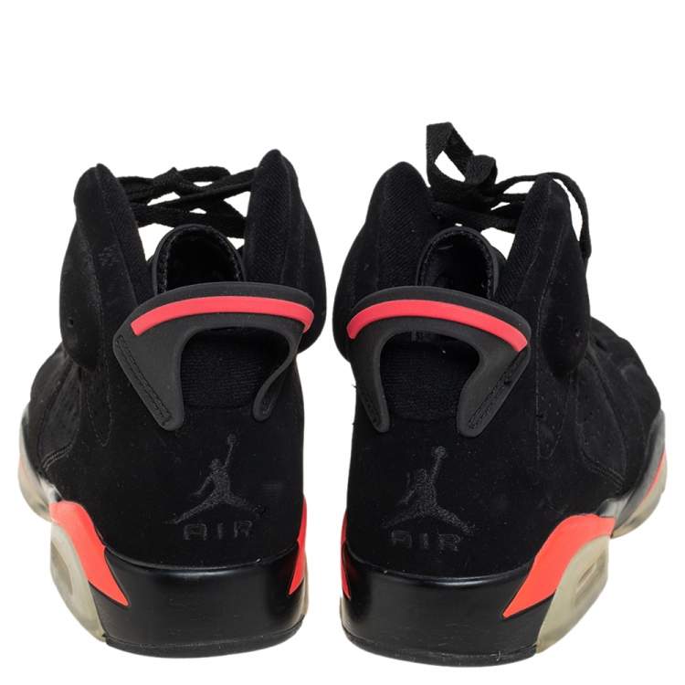 مملوكة مسبقًا Air Jordan Black Nubuck Leather 6 Retro  Infrared  High Top Sneakers Size 41