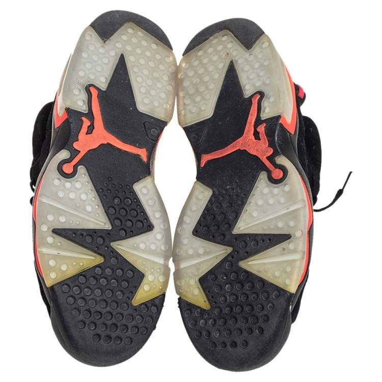 مملوكة مسبقًا Air Jordan Black Nubuck Leather 6 Retro  Infrared  High Top Sneakers Size 41