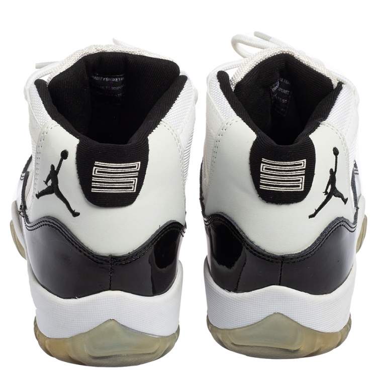 Pre Owned Air Jordan Black/White Fabric and Patent Leather Jordan 11 Retro Concord Sneakers Size 41