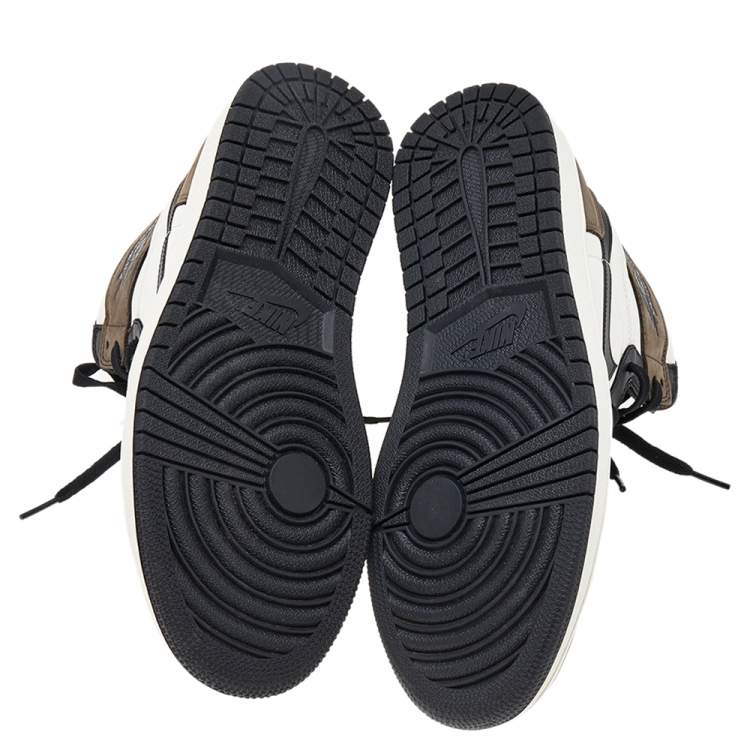 مملوكة مسبقًا Air Jordan x Nike Tricolor Leather Air Jordan 1 Retro High OG Dark Mocha High Top Sneakers Size 44