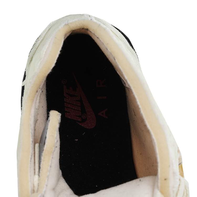 Pre Owned Off White x Air Jordan Cream Mesh Air Jordan 5 Retro Sail High Top Sneakers Size 47.5
