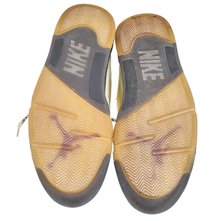 Pre Owned Off White x Air Jordan Cream Mesh Air Jordan 5 Retro Sail High Top Sneakers Size 47.5