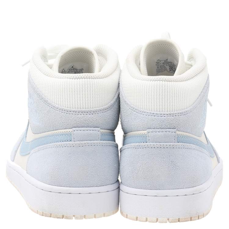 مملوكة مسبقًا Air Jordans White-Light Blue Leather And Suede 1 Retro COJP Sneakers Size 47