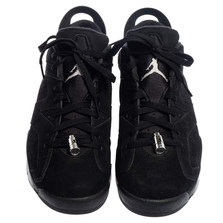 Pre Owned Air Jordan Black Suede Chrome Jordan 6 Retro Low Sneakers Size 42.5