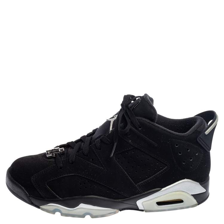Air men's nike air jordan vi shoes Jordan Black Suede Chrome Jordan 6 Retro Low Sneakers Size