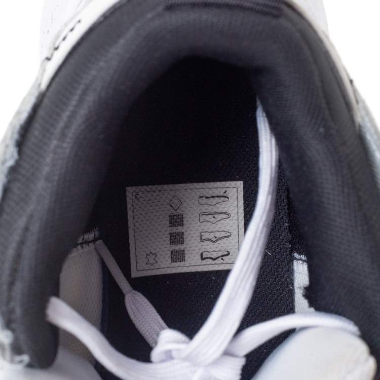 Pre Owned Nike Air Jordan White/Black Leather And Mesh High Top Sneakers Size 43