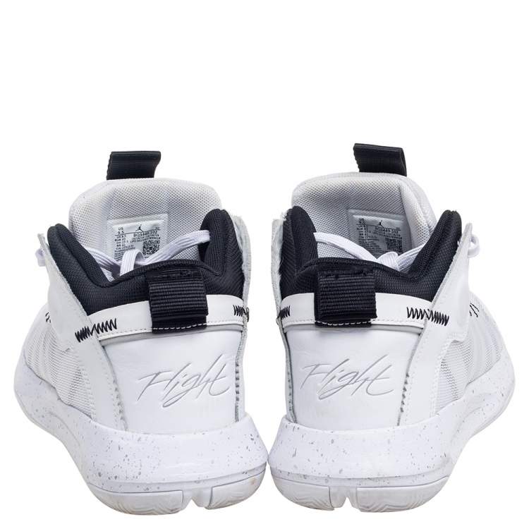 Pre Owned Nike Air Jordan White/Black Leather And Mesh High Top Sneakers Size 43