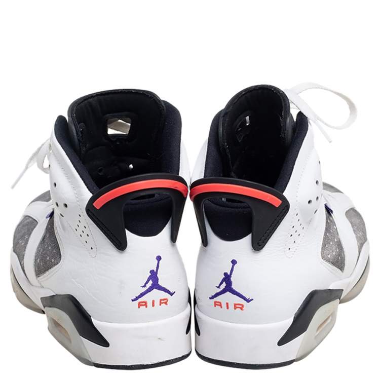 Pre Owned Air Jordan Grey/White Suede And Leather Retro 5 Sneakers Size 44