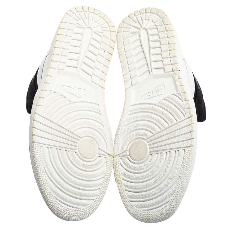 Pre Owned Air Jordan 1 White/Black Nubuck and Leather Retro High Equality Sneakers Size 47.5