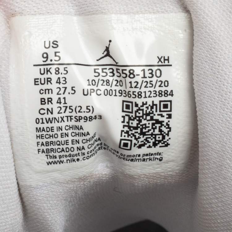 Pre Owned Nike Jordan 1 Mid White Leather Low Top Sneakers Size 43