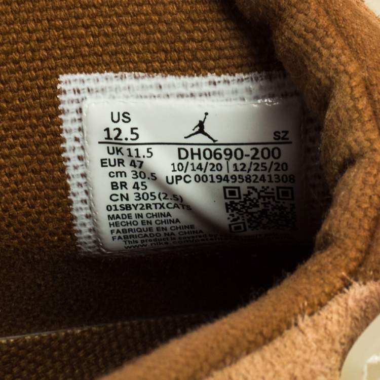Pre Owned Jordan 6 Travis Scott British Beige Suede Khaki Sneakers Size  47