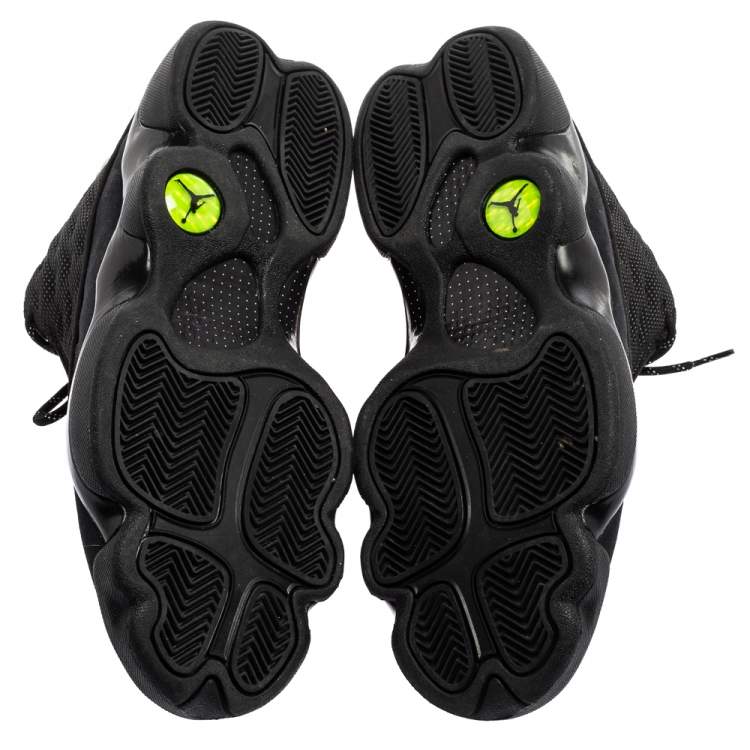 Pre Owned Air Jordan Black Suede And Reflective Mesh Air Jordan 13 Retro High Top Sneakers Size 44.5