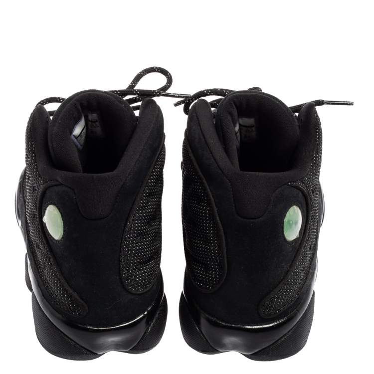 Pre Owned Air Jordan Black Suede And Reflective Mesh Air Jordan 13 Retro High Top Sneakers Size 44.5