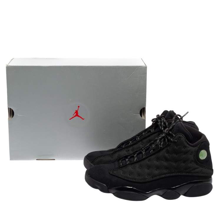 Pre Owned Air Jordan Black Suede And Reflective Mesh Air Jordan 13 Retro High Top Sneakers Size 44.5