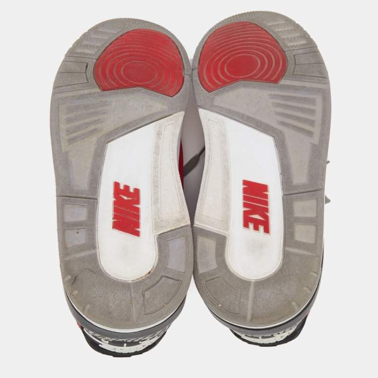 مملوكة مسبقًا Air Jordan Red/Grey Leather Air Jordan 3 Retro SE Unite Fire Sneakers Size 47