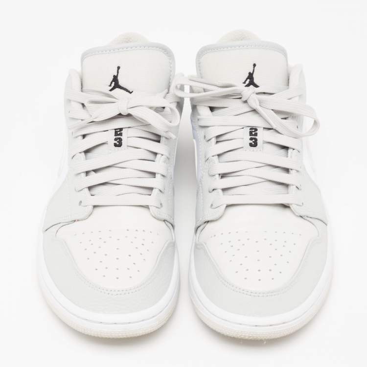Pre Owned Jordan 1 Low Light Smoke Grey/White Leather  Sneakers Size 42