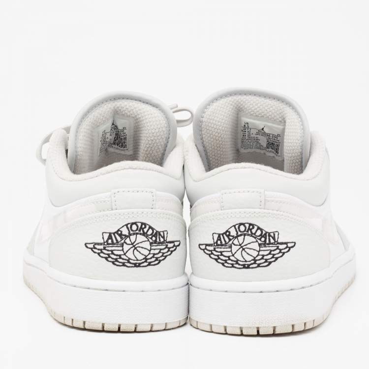 Pre Owned Jordan 1 Low Light Smoke Grey/White Leather  Sneakers Size 42