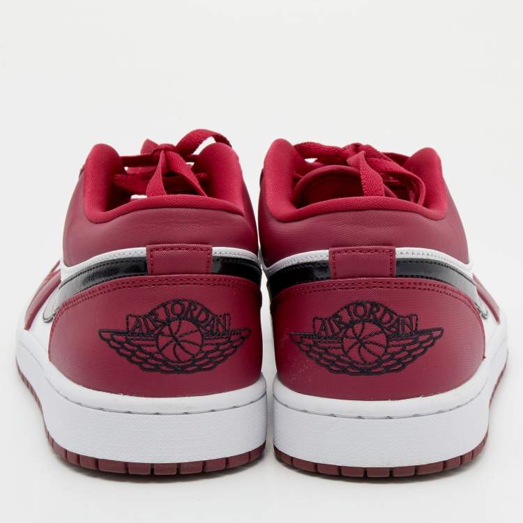 Pre Owned Air Jordans Red/White Polyester And Leather Air Jordan 1 Low Top Sneakers Size 45