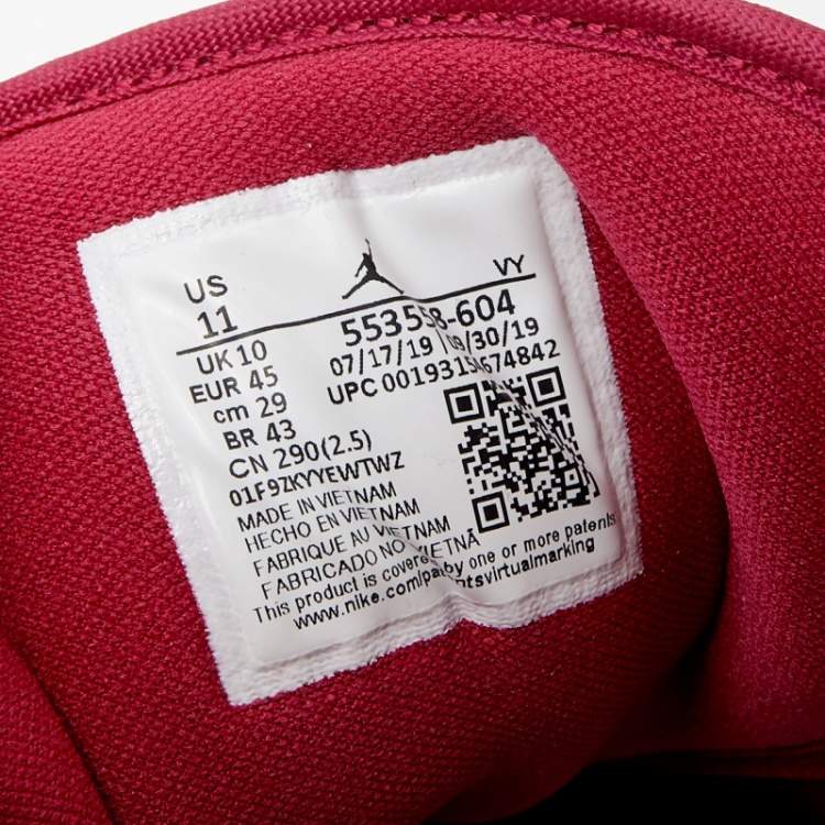Pre Owned Air Jordans Red/White Polyester And Leather Air Jordan 1 Low Top Sneakers Size 45