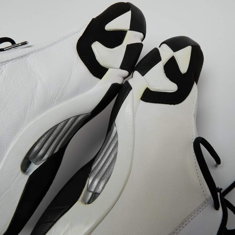Pre Owned Air Jordan White/Black Leather and Suede Jordan 14 Retro Sneakers Size 42.5 