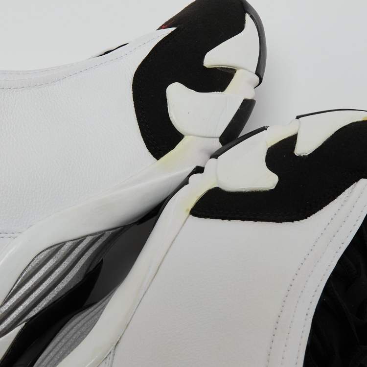 Pre Owned Air Jordan White/Black Leather and Suede Jordan 14 Retro Sneakers Size 42.5 
