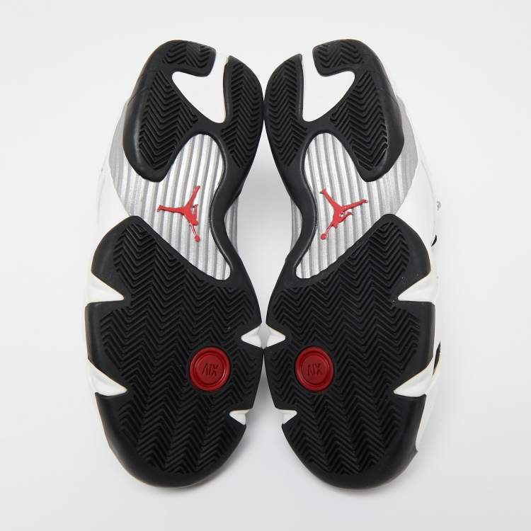 Pre Owned Air Jordan White/Black Leather and Suede Jordan 14 Retro Sneakers Size 42.5 