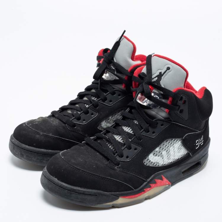 Nike Air Jordan 5 Retro Supreme Black White Varsity Red 824371 001 Size 9