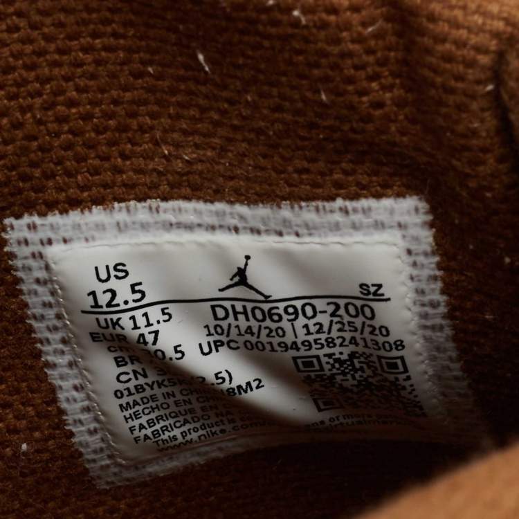 Pre Owned Air Jordan x Travis Scott Brown Suede And Canvas Air Jordan 6 Retro Sneakers Size 47