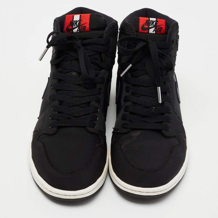 Pre Owned Air Jordans Black Fabric Air Jordan 1 Paris Saint Germain Retro High Sneakers Size 41