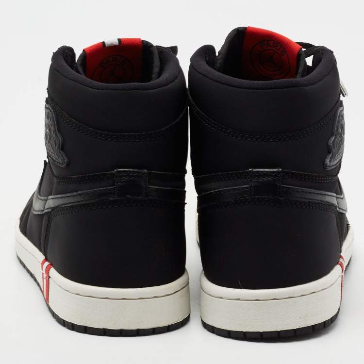 Pre Owned Air Jordans Black Fabric Air Jordan 1 Paris Saint Germain Retro High Sneakers Size 41