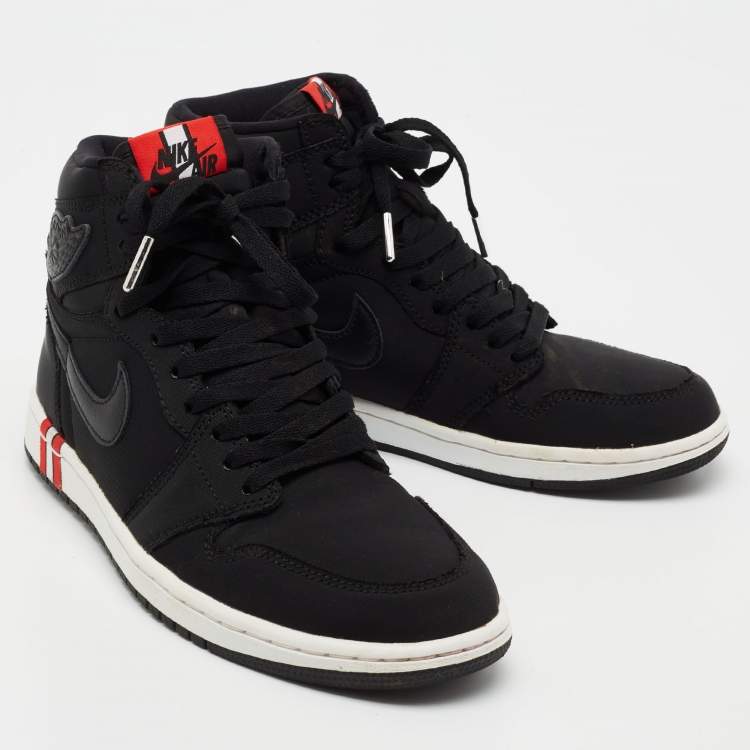 Pre Owned Air Jordans Black Fabric Air Jordan 1 Paris Saint Germain Retro High Sneakers Size 41
