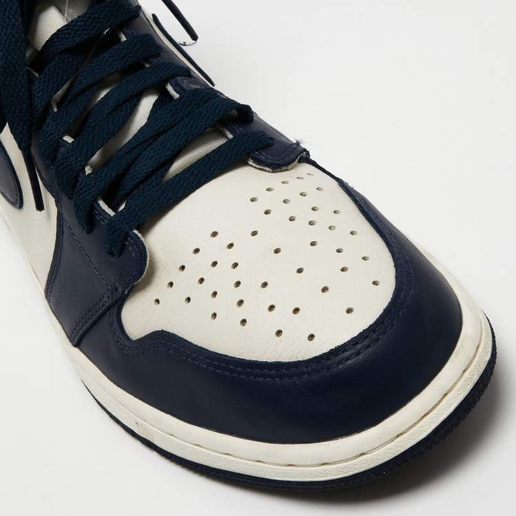 مملوكة مسبقًا  Air Jordan 1 Mid Nike Tri Color Leather High Top Sneakers Size 44.5