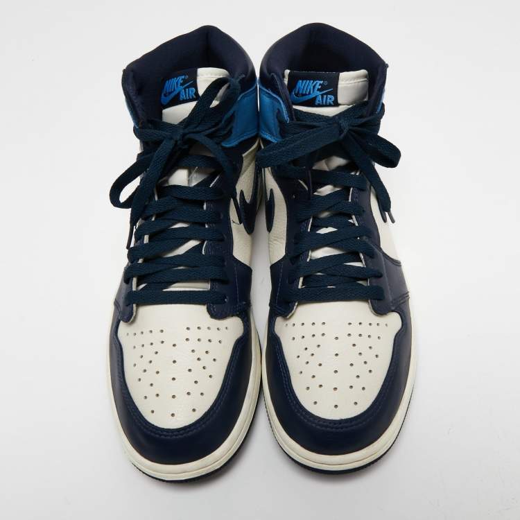 مملوكة مسبقًا  Air Jordan 1 Mid Nike Tri Color Leather High Top Sneakers Size 44.5