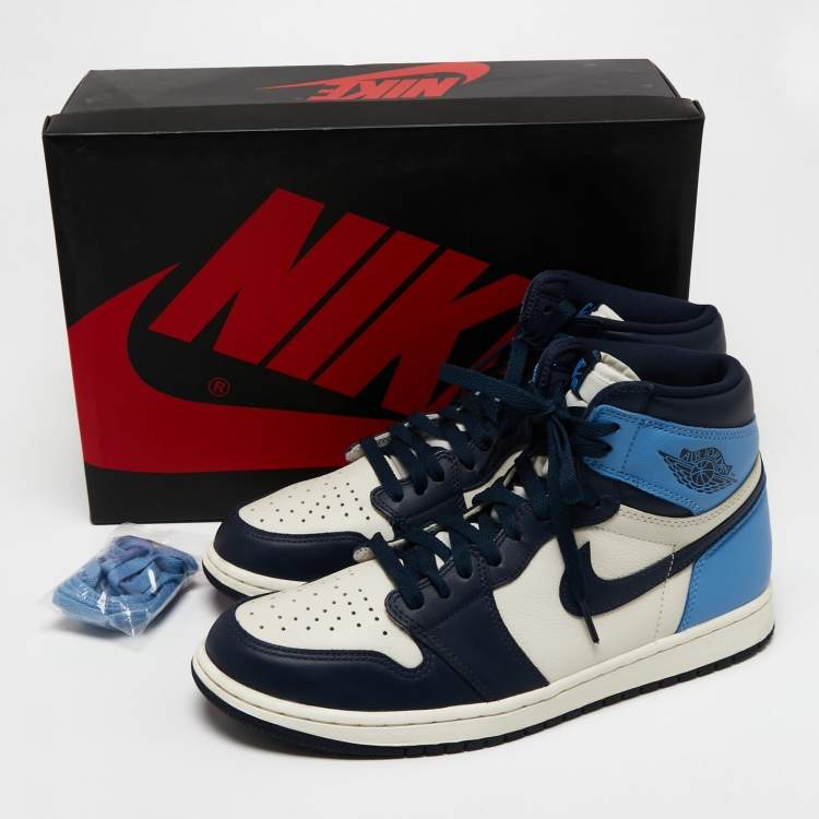 مملوكة مسبقًا  Air Jordan 1 Mid Nike Tri Color Leather High Top Sneakers Size 44.5