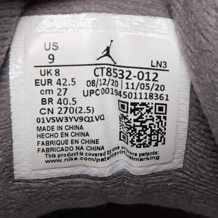 Pre Owned Air Jordans 3 Grey Nubuck Leather Retro Cool Grey Sneakers Size 42.5