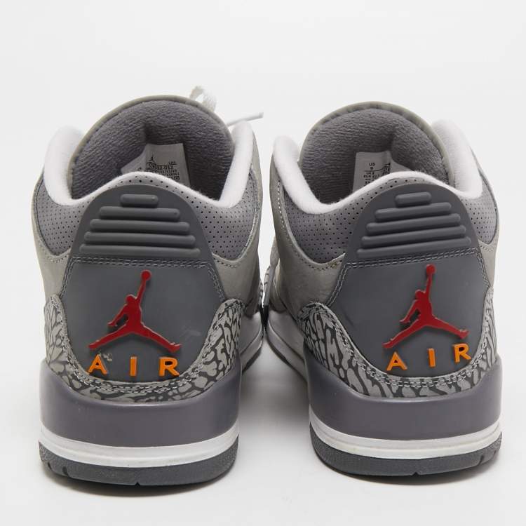 Pre Owned Air Jordans 3 Grey Nubuck Leather Retro Cool Grey Sneakers Size 42.5