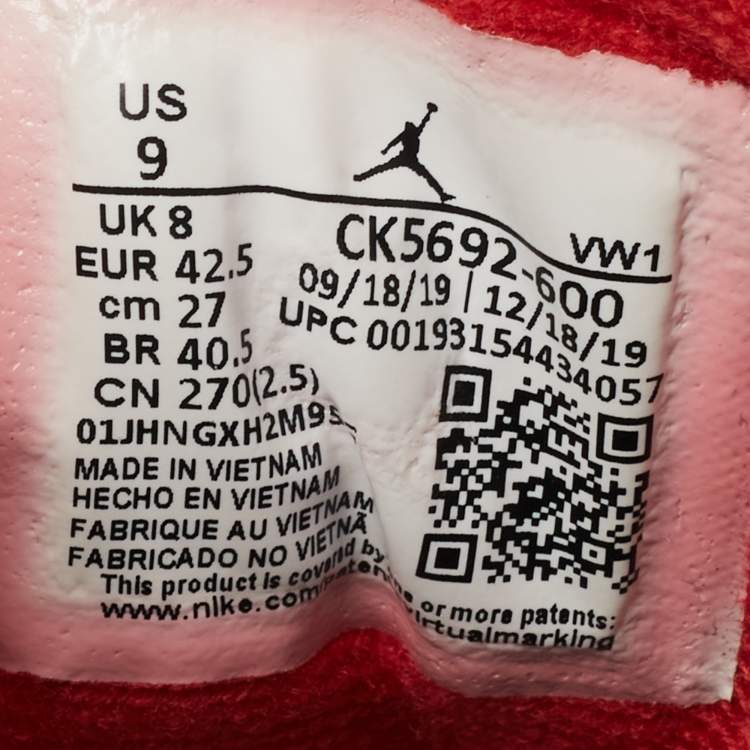 Pre Owned Air Jordans 3 Red/Grey Leather Unite Fire Red Sneakers Size 42.5